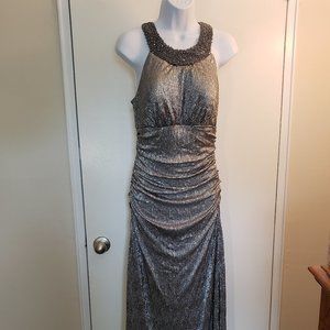Jackie Jon 8 silver formal floor-length gown